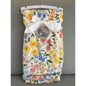 Baby Thro Avery Floral Printed Flannel Baby Blanket Bright White Blossom Multi